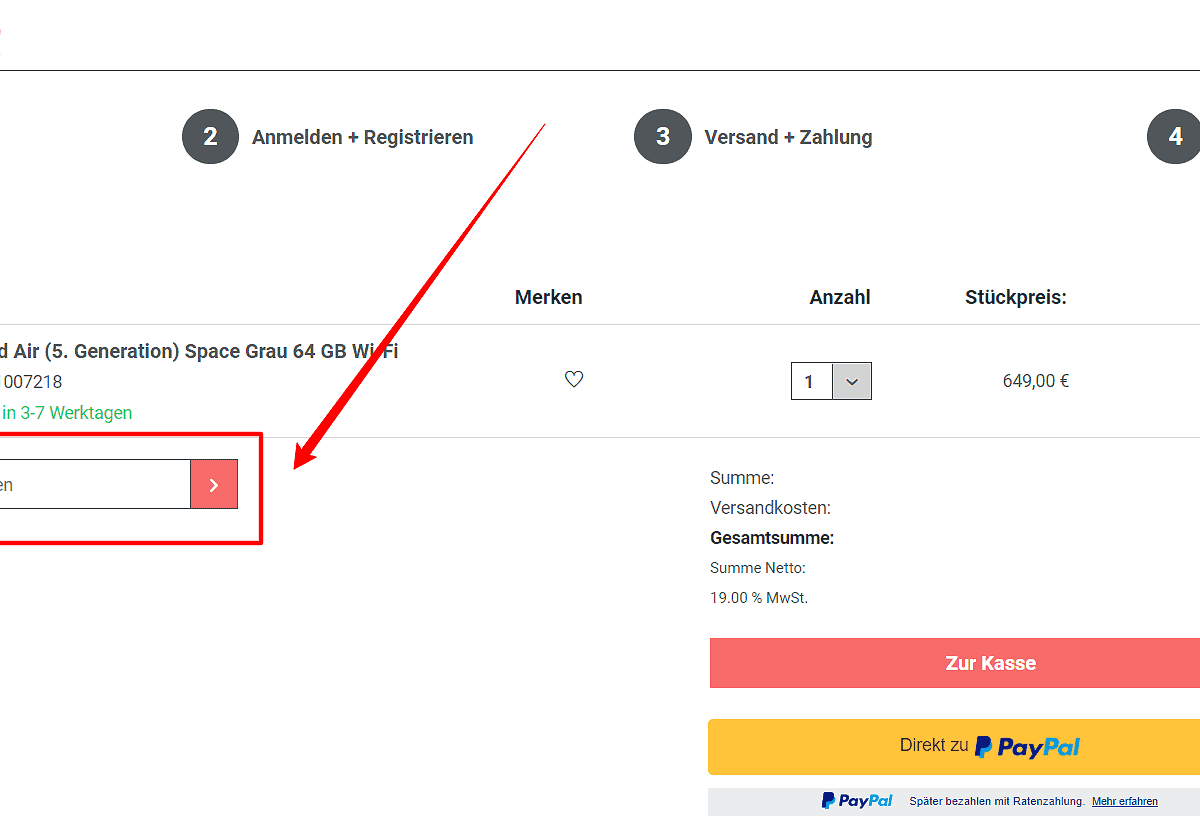 SHIFTER Rabattcode einlösen