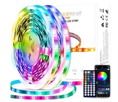 SRTCLLT RGB LED Strip m LED Streifen Farbwechsel LED Band mit IR fernbedienung und App Dimmbar Li