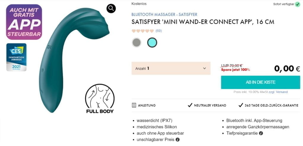 Satisfyer Mini Wand Er Bluetooth Massager