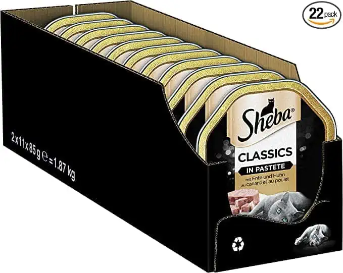Sheba Classics in Pastete – Katzenfutter mit Ente und Huhn 22×85 g ab 9,70 € inkl. Prime-Versand