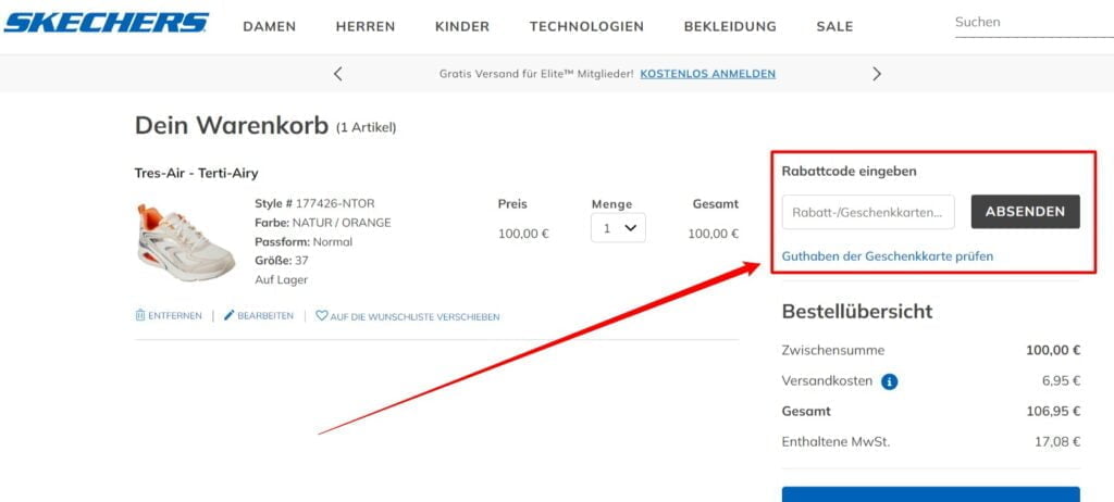 Skechers Rabattcode einlösen