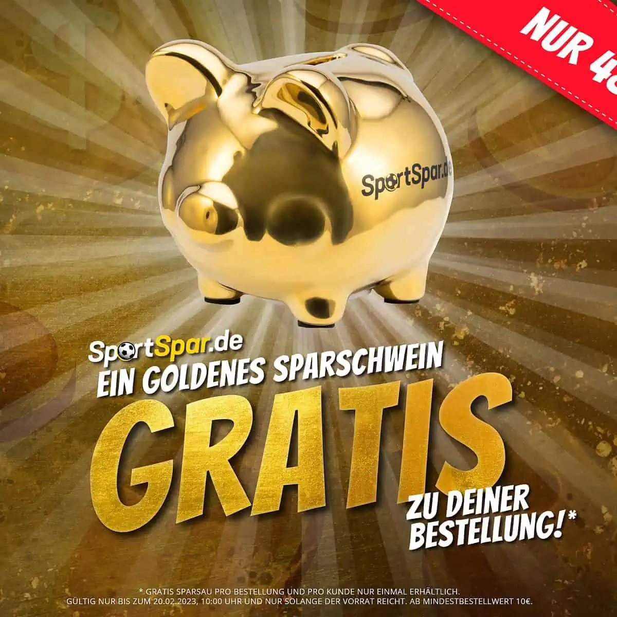 SportSpar.de SparSau Sparschwein Gold gratis (10 € MBW)
