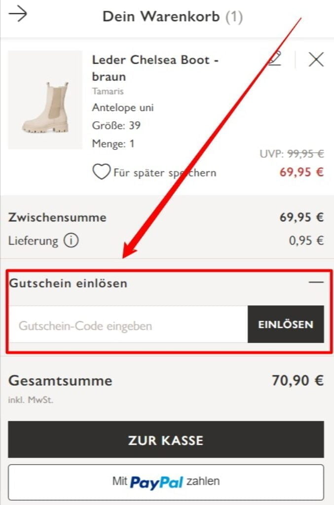 Tamaris Rabattcode einlösen
