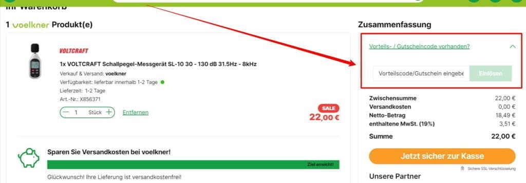 Voelkner Rabattcode einlösen