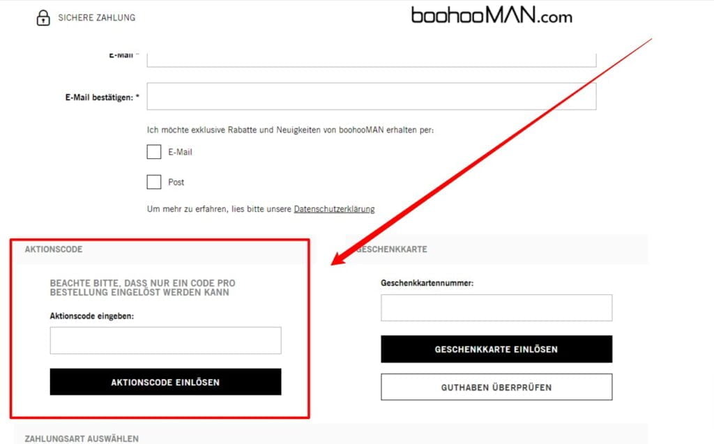 boohooMAN Rabattcode einlösen