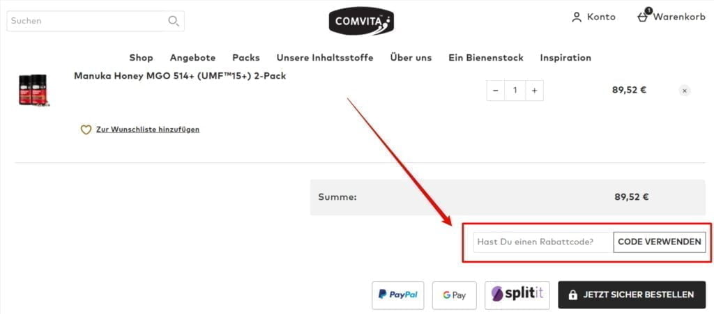 comvita Rabattcode einlösen