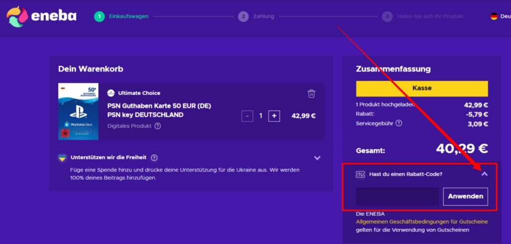 eneba Rabattcode einlösen