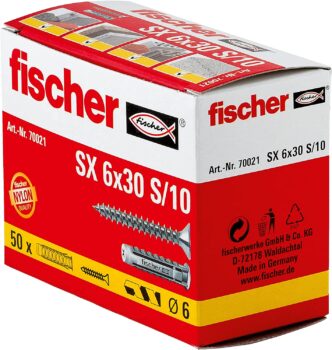 fischer Spreizduebel SX x S Schachtel mit Nylonduebeln und passenden Schrauben