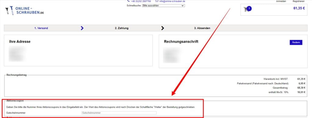 online schrauben.de Rabattcode einlösen