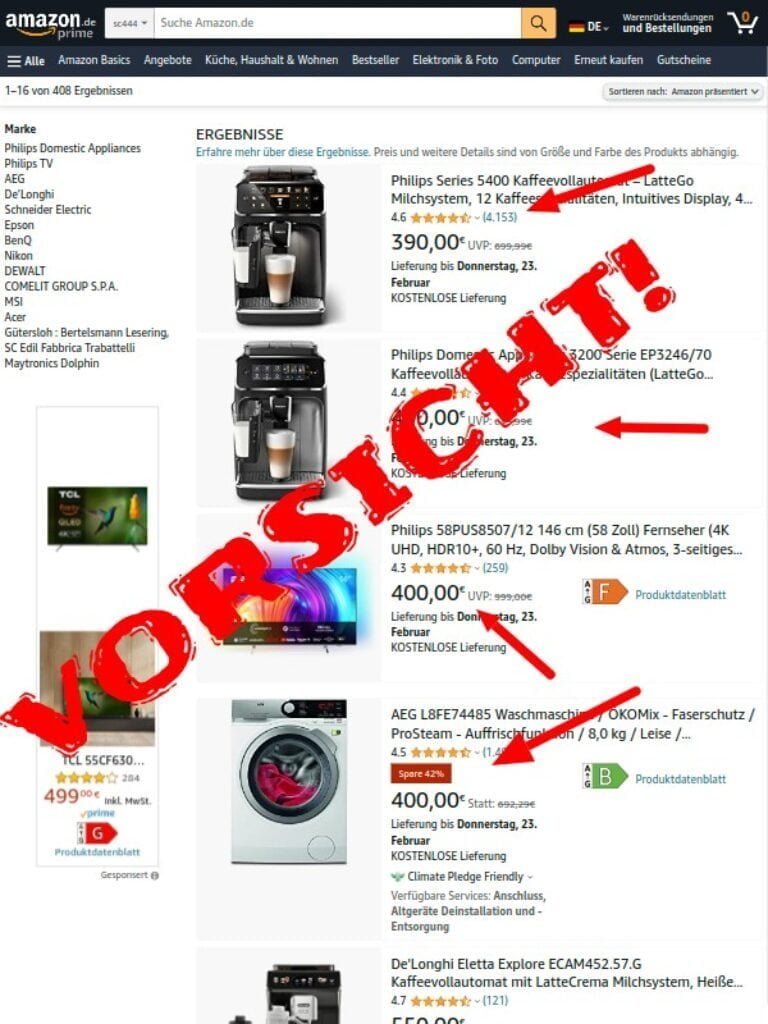 Amazon Fake Shops im Februar 2023