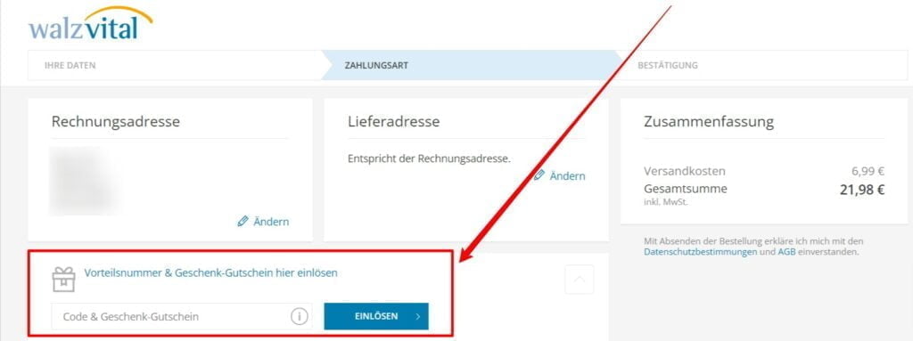walzvital Rabattcode einlösen