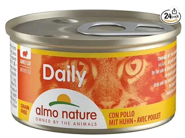 Almo Nature Daily Katzenfutter Mousse mit Huhn (24 x 85 g) für 11,21 € inkl. Prime-Versand (statt 16,18 €)