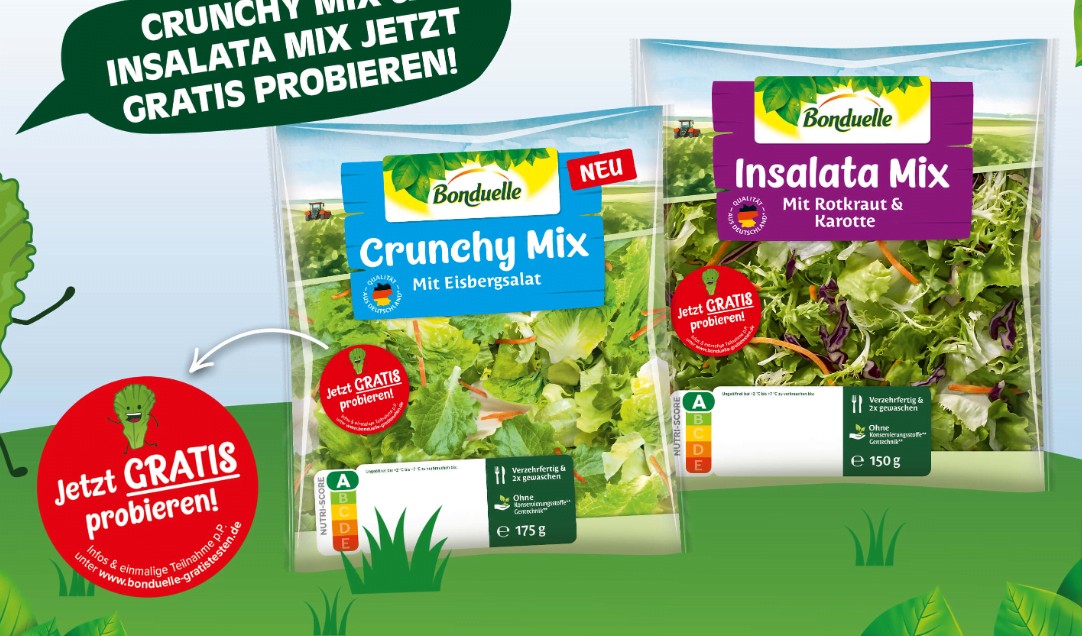 Gratis Testen 🥗 100 % Cashback auf Bonduelle Crunchy Mix oder Insalata Mix Salat