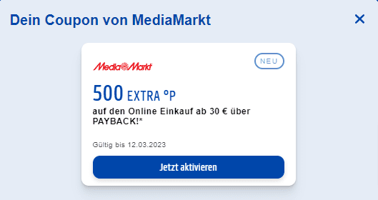 [Personalisiert] 500 EXTRA Paybackpunkte ab 30,00 € bei MediaMarkt
