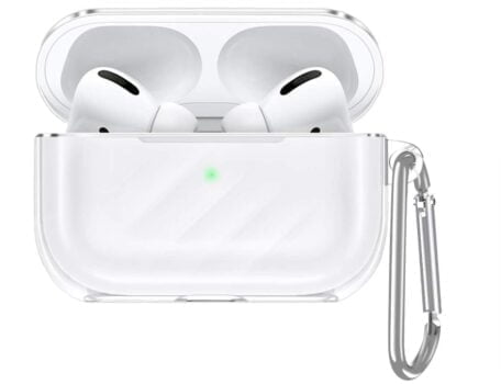 ESR Huelle kompatibel mit AirPods Pro Case Tragbare Klare TPU Schutzhuelle mit Karabiner Staub