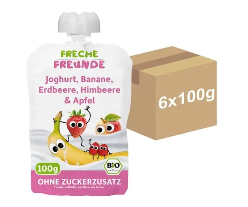 FRECHE FREUNDE Bio Quetschie, Banane, Erdbeere, Himbeere & Apfel ab 4,33 € inkl. Prime-Versand (statt 5,94 €)
