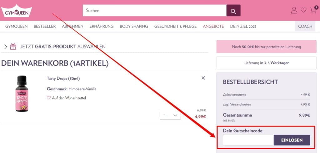 GYMQUEEN Rabattcode einlösen