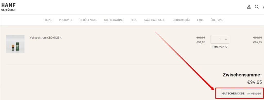 HANF Geflüster Rabattcode einlösen