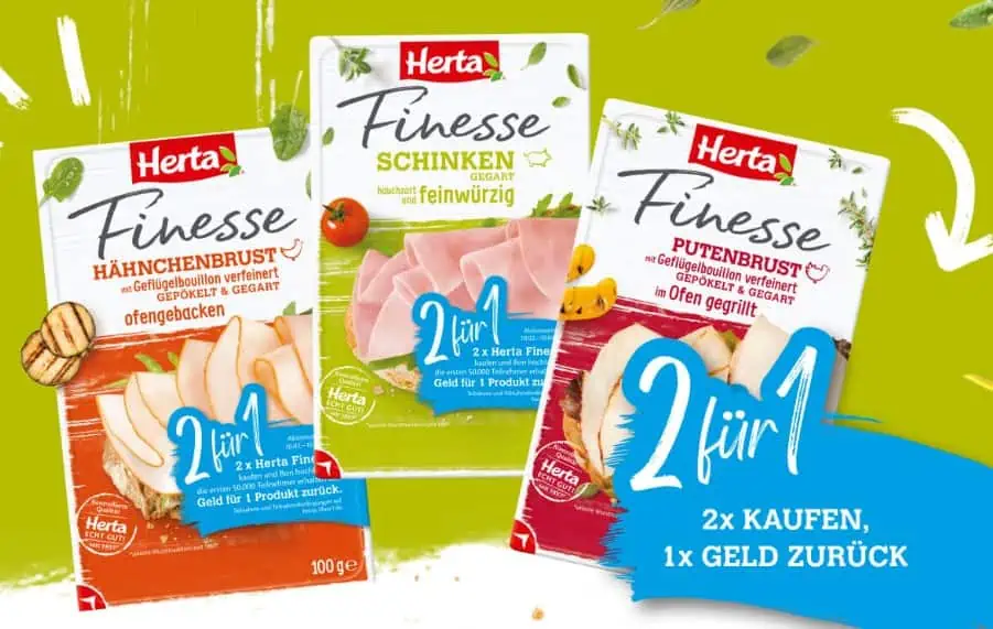 Herta Finesse für eff. 0,25€ (Herta Finesse 2 für 1 Aktion +marktguru + smhaggle)