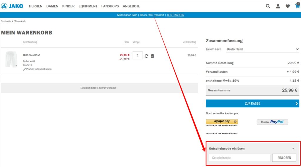 JAKO Rabattcode einlösen