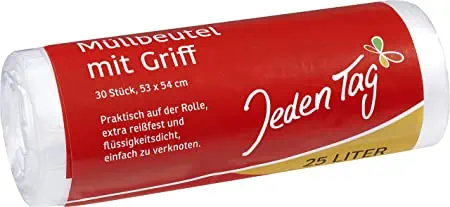 Jeden Tag Müllbeutel Griff 25l 30 Stück für 0,55 € inkl. Prime-Versand