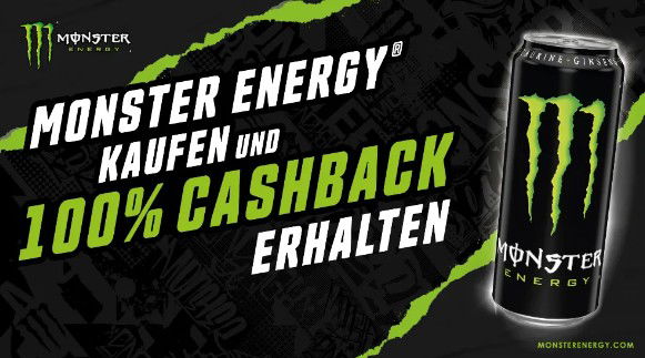 Gratis: 100% Cashback auf eine Dose Monster Energy