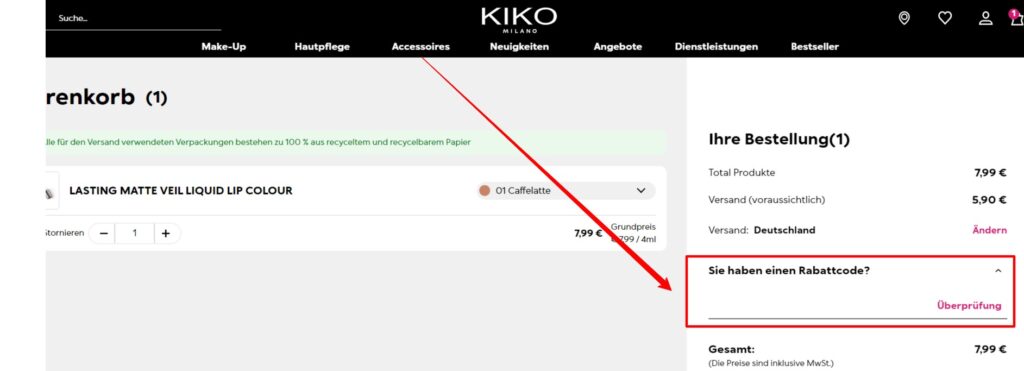 KIKO Rabattcode einlösen