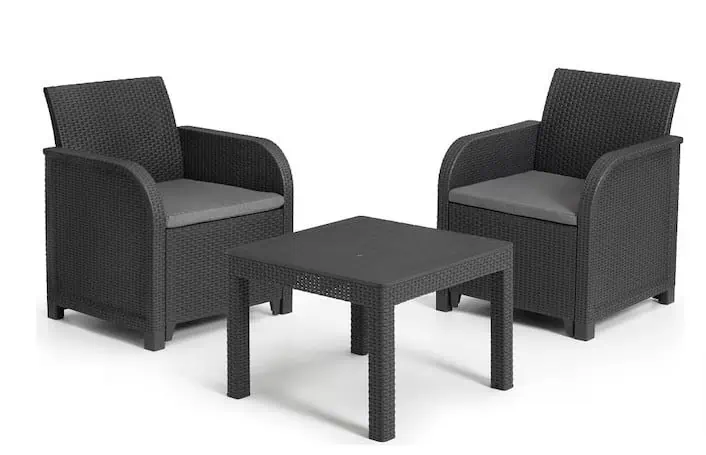 Keter Rosalie Balkon-Set grau mit Sitzpolster für 109,00 € inkl. Versand.