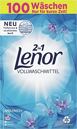 Lenor Waschmittel Pulver Aprilfrisch mit Duft von Frühlingsblume (100 Waschladungen) für 15,99 € inkl. Versand