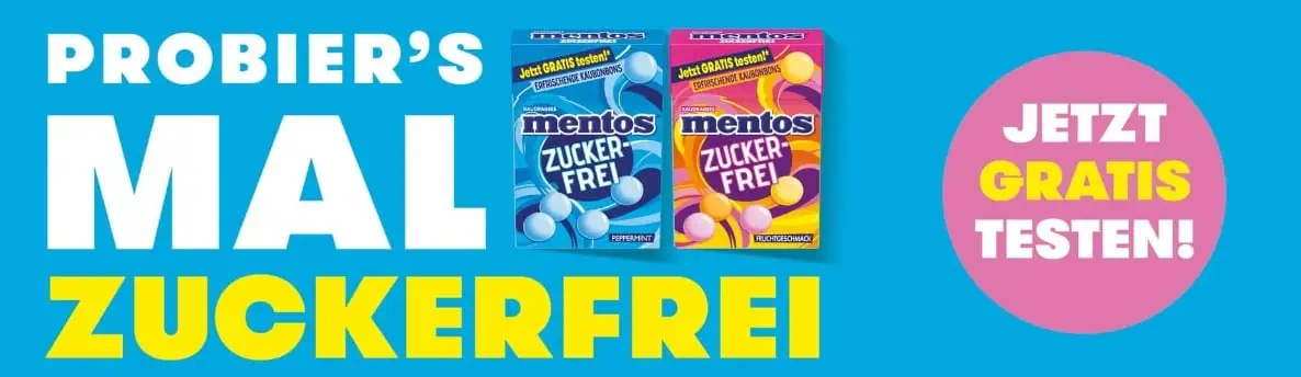 Gratis testen: Mentos Zuckerfrei (100 % Cashback)
