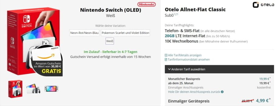 Nintendo Switch OLED Otelo Allnet Flat Classic mit GB Datenflat