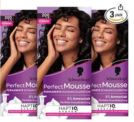 3x PERFECT MOUSSE Schaumcoloration 1-0/200 Schwarz Stufe 3 für 4,79 € inkl. Prime-Versand (statt 17,85 €)