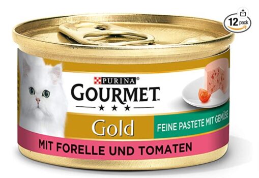 PURINA GOURMET Gold Feine Pastete mit Gemuese Katzenfutter nass mit Forelle und Tomaten er Pack x g Amazon de Haustier