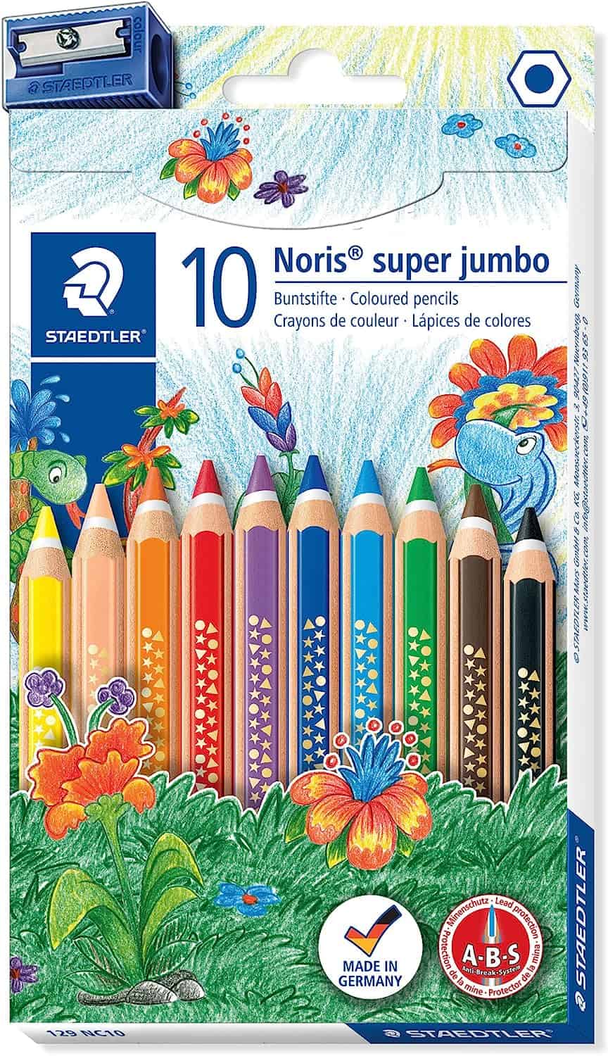 Staedtler Buntstift Noris Super Jumbo Set Mit Brillanten Farben Und Einem Spitzer