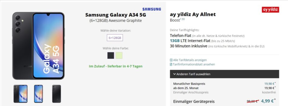 Samsung Galaxy A G der ay yildiz Ay Allnet mit GB Datenflat