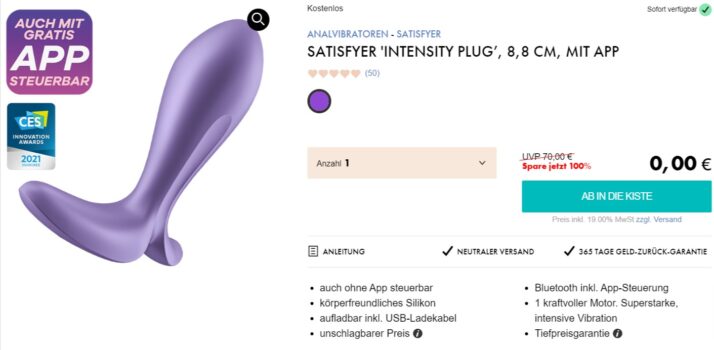 Satisfyer Intensity Plug Analvibrator