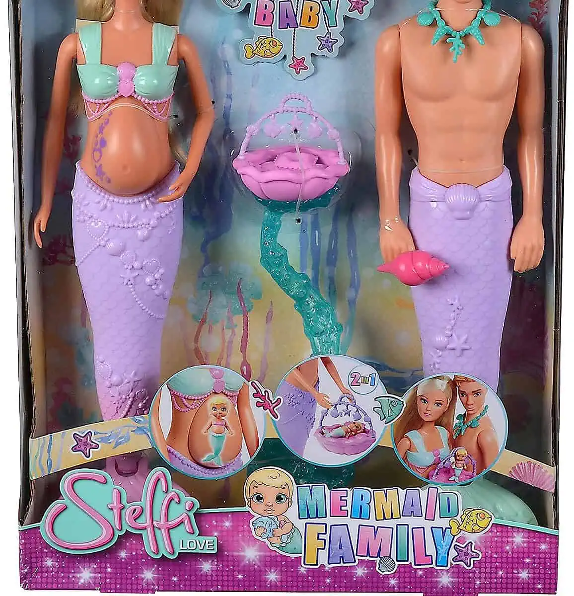 Simba 105733524 – Steffi Love Mermaid Family – Puppe als schwangere Meerjungfrau mit Kevin als Meerjungmann für 9,99 € inkl. Prime-Versand (statt 16,99 €)