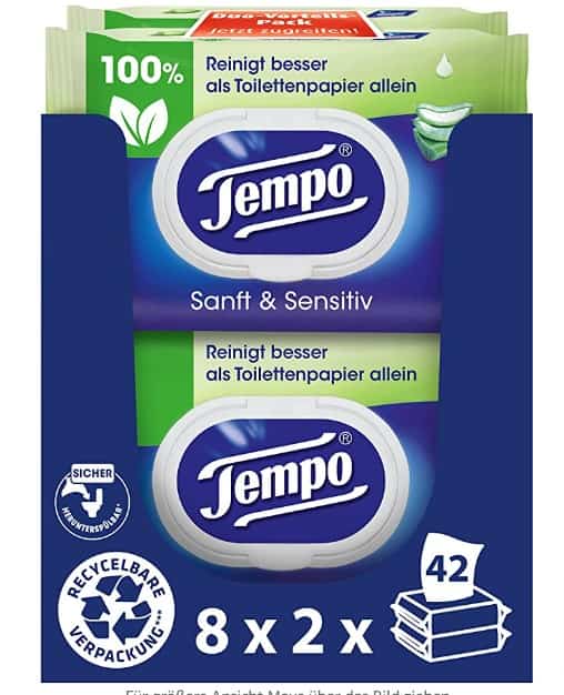 Tempo Feuchte Toilettentuecher Sanft Sensitiv Megapack Packungen Mit Je Tuechern