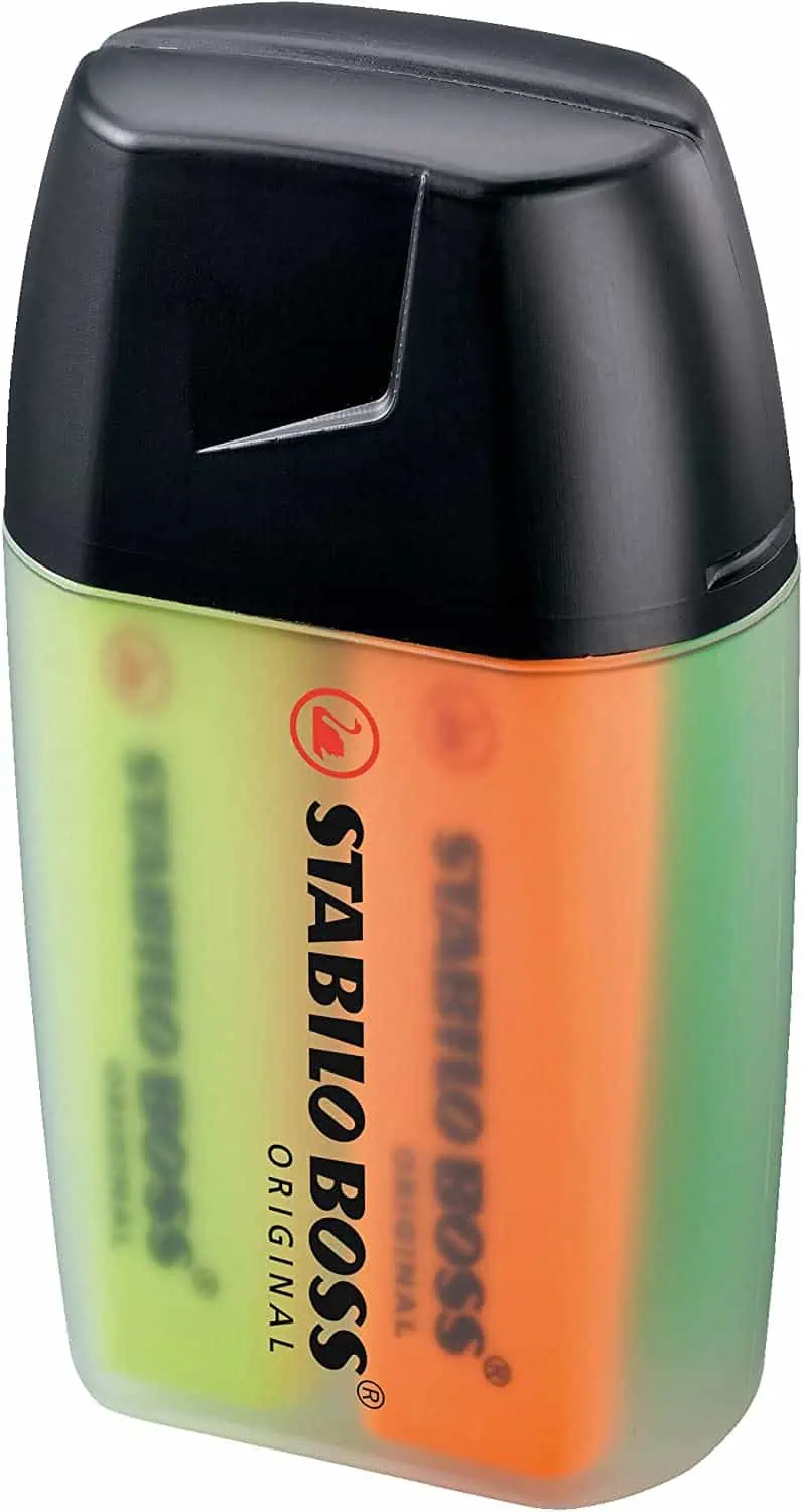 Textmarker – STABILO BOSS ORIGINAL – 4er Big Box – gelb, orange, grün, pink für 4,79 € inkl. Prime-Versand (statt 7,98 €)