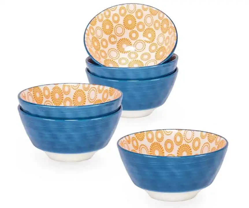 UNICASA Porzellan Dessertschalen 6er Set – 380ml, Orange mit blau für 13,99 € inkl. Prime-Versand (statt 19,99 €)