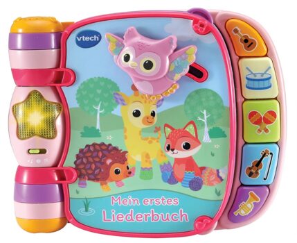 VTech Baby Mein erstes Liederbuch rosa – Kunterbuntes Buch mit Seiten und beweglichen Elementen zu