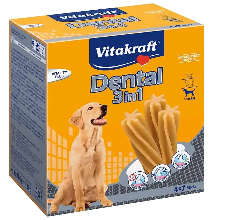 Vitakraft Hundezahnpflegesnack Multipack Dental 3in1, M, 1x (4x180g) ab 6,29 € inkl. Versand (statt 9,48 €)