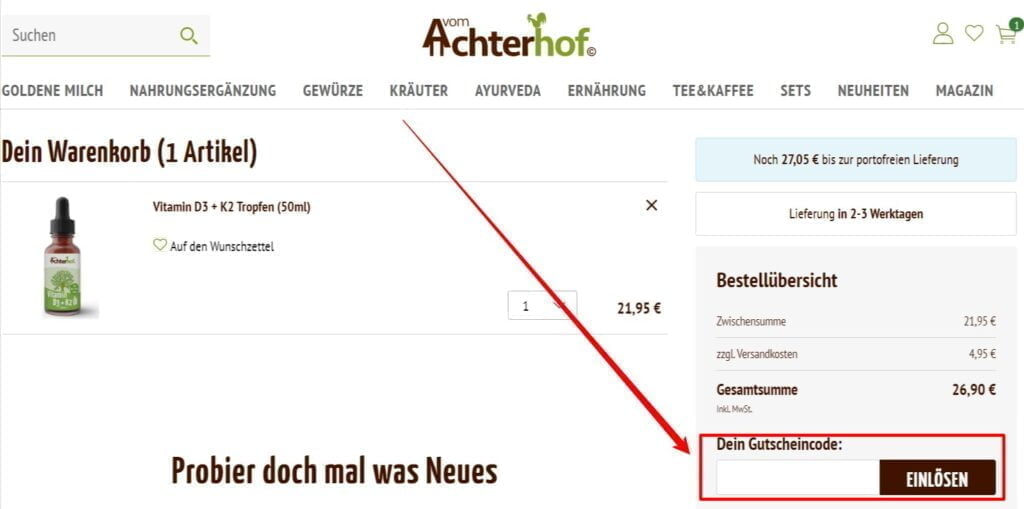 Vom Achterhof Rabattcode einlösen