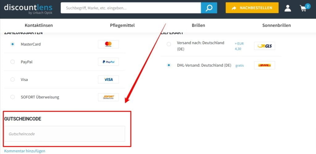 discountlens Rabattcode einlösen