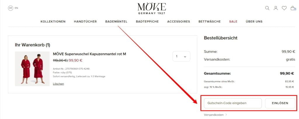 moeve Rabattcode einlösen