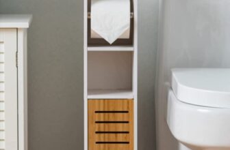 AOJEZOR Freistehend Toilettenrollenhalter Toilettenpapieraufbewahrung Badregal Toilettenschrank fuer Kleinen Raum Amazon de Baumarkt