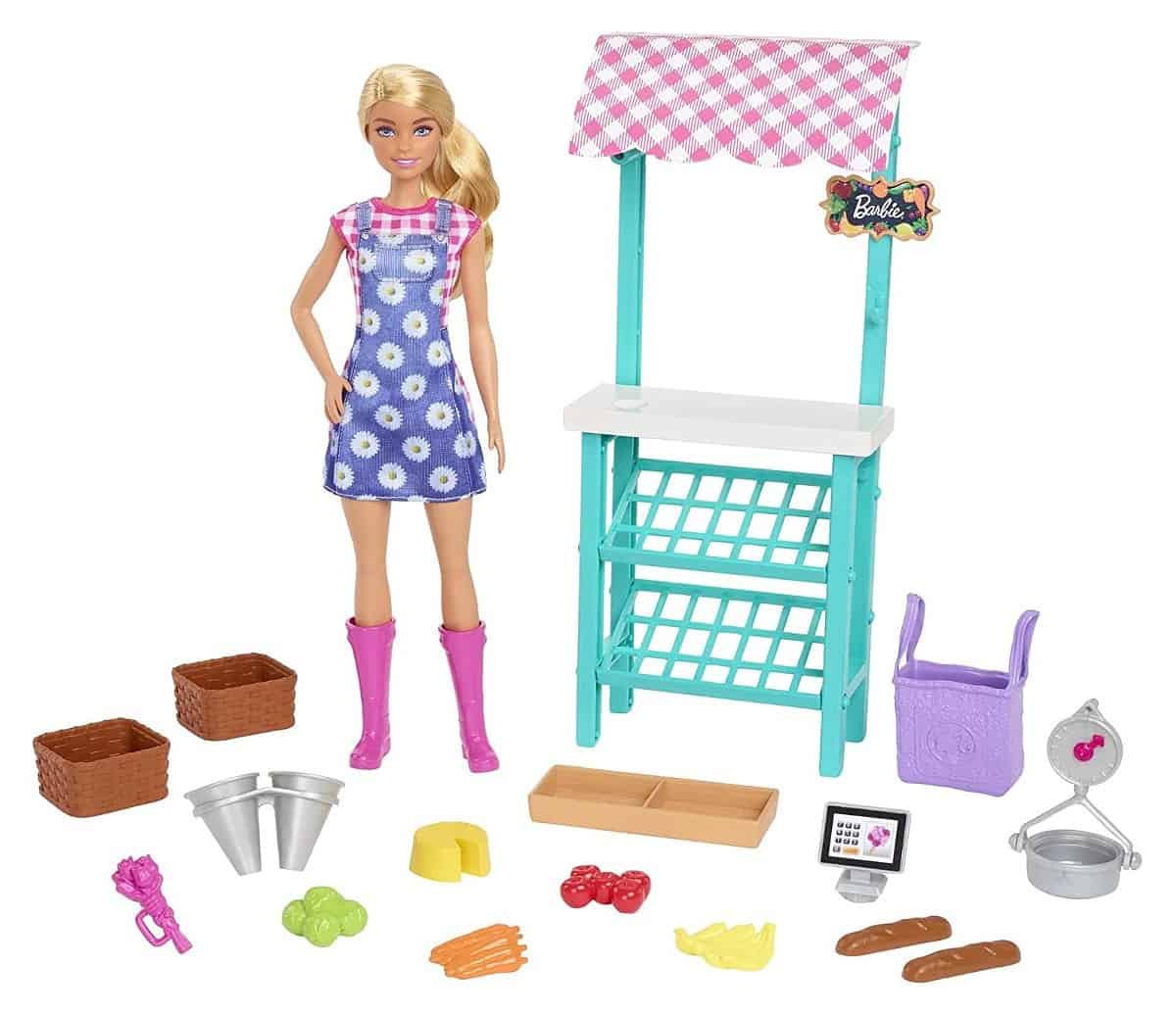 Barbie Hcn Spass Auf Dem Bauernhof Bauernmarkt Spielset Mit Puppe Blonde Haare Markt Stand M