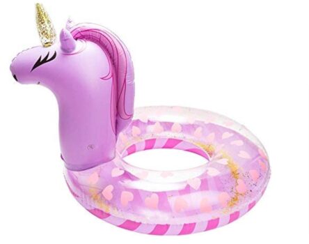 BeYumi Einhorn Schwimmring Sommer Pailletten Unicorn Aufblasartikel Schwimmbad Spielzeug fuer Kinder