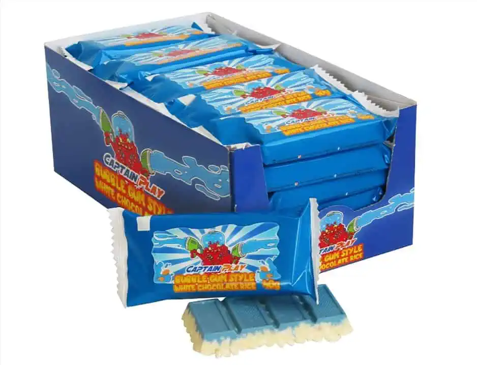 CAPTAIN PLAY Bubble Gum Style White Choclate Rice | 30 x 40g Riegel