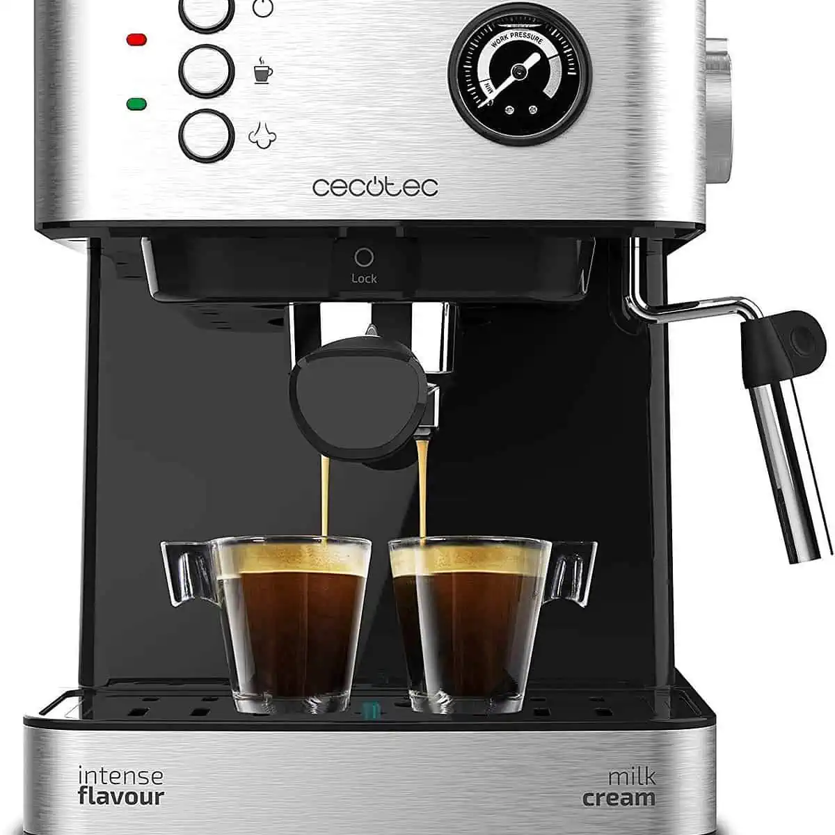 Cecotec Cumbia Power Espresso 20 Barista Aromax Kaffeemaschine (2900 Watt, 2 Heizsysteme, 20-bar-Druckpumpe, Manometer, Doppelauslassfilterhalter und 2 Filter) für 57,90 € inkl. Versand (statt 82,99 €)